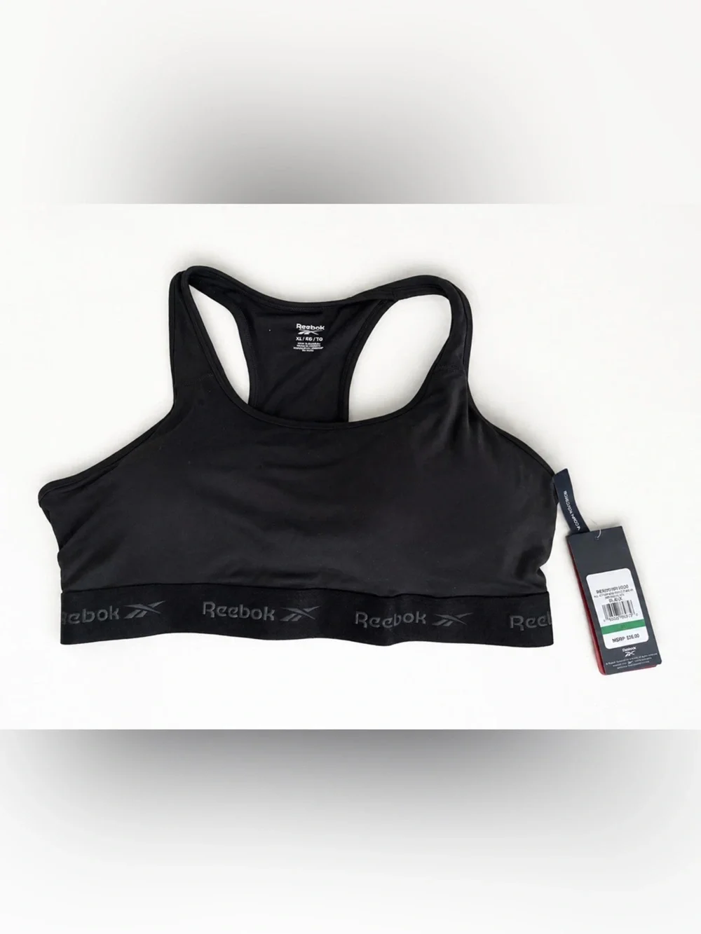 Reebok Black Sports Bra XL Medium Support Racerback Stretch Activewear Gym Yoga